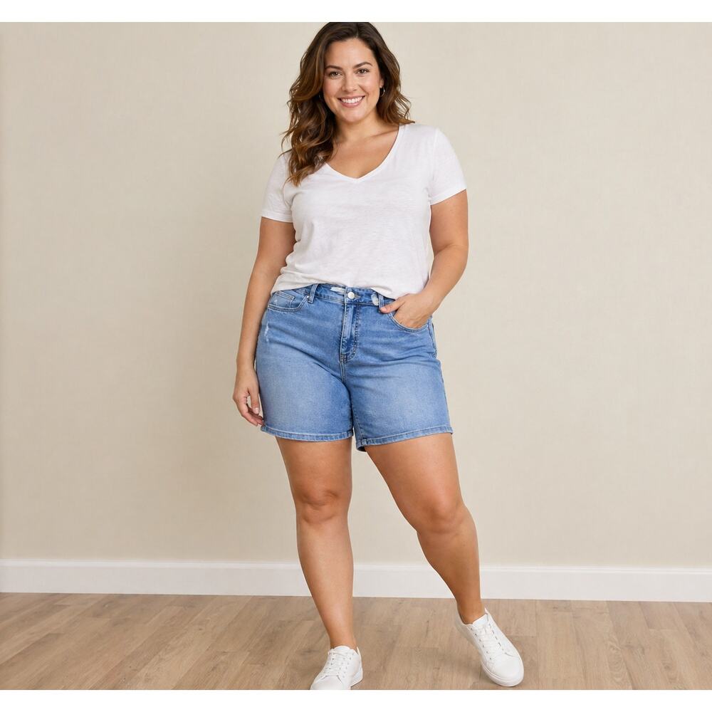 High-Rise Light Blue Denim Shorts for Women